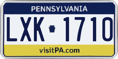 PA license plate LXK1710