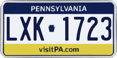 PA license plate LXK1723