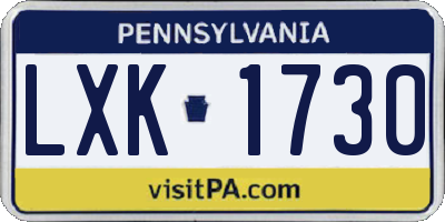 PA license plate LXK1730