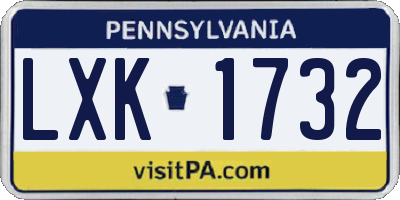 PA license plate LXK1732