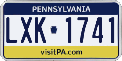 PA license plate LXK1741