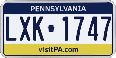 PA license plate LXK1747