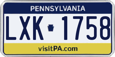 PA license plate LXK1758