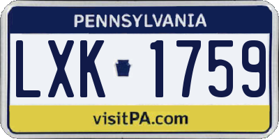 PA license plate LXK1759