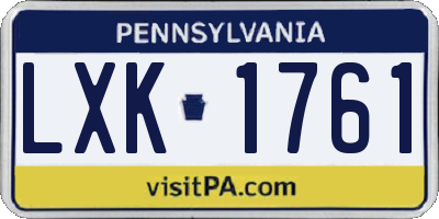PA license plate LXK1761