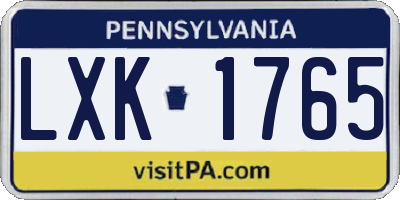 PA license plate LXK1765