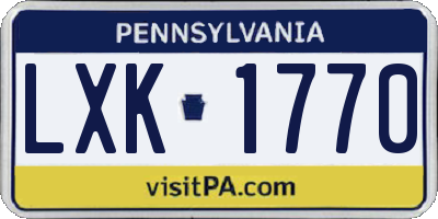 PA license plate LXK1770