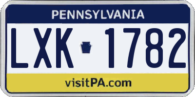 PA license plate LXK1782