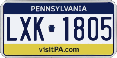 PA license plate LXK1805