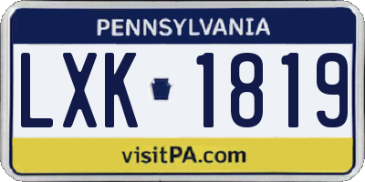 PA license plate LXK1819