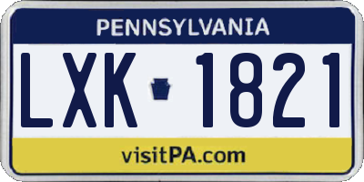 PA license plate LXK1821