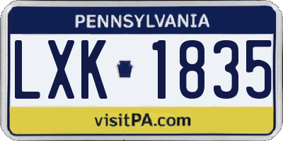 PA license plate LXK1835