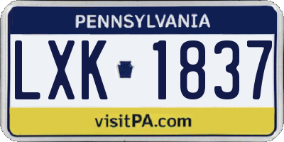 PA license plate LXK1837