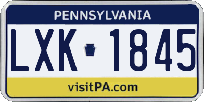 PA license plate LXK1845