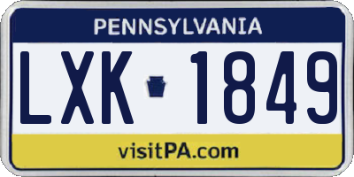 PA license plate LXK1849