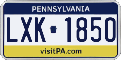 PA license plate LXK1850