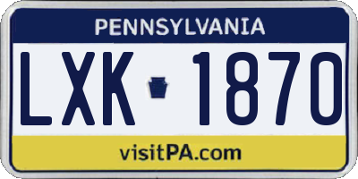 PA license plate LXK1870