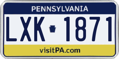 PA license plate LXK1871