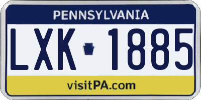 PA license plate LXK1885