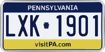 PA license plate LXK1901