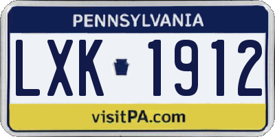 PA license plate LXK1912