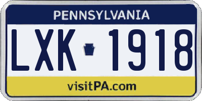 PA license plate LXK1918
