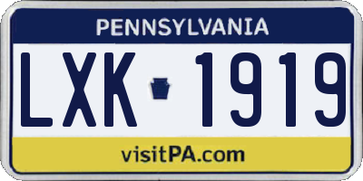 PA license plate LXK1919