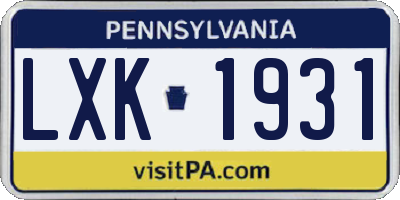 PA license plate LXK1931