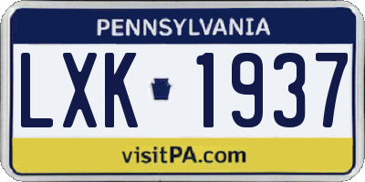 PA license plate LXK1937