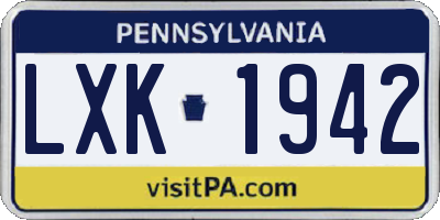 PA license plate LXK1942