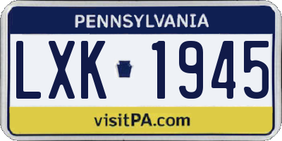PA license plate LXK1945