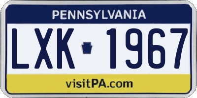 PA license plate LXK1967
