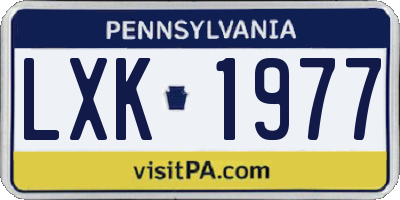 PA license plate LXK1977