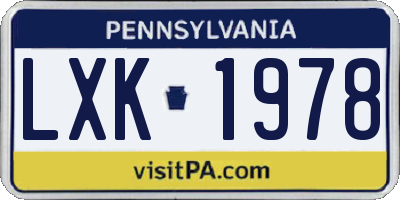 PA license plate LXK1978
