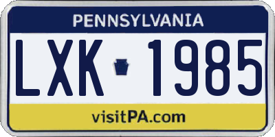 PA license plate LXK1985