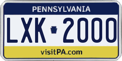 PA license plate LXK2000