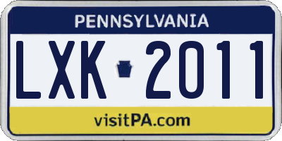 PA license plate LXK2011