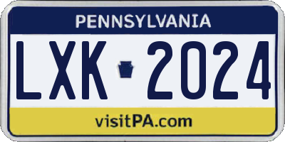 PA license plate LXK2024