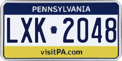 PA license plate LXK2048