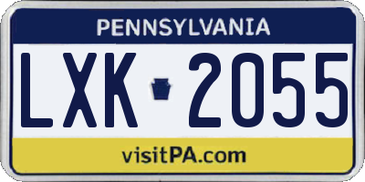 PA license plate LXK2055