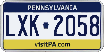PA license plate LXK2058