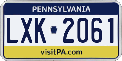 PA license plate LXK2061