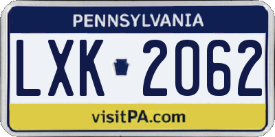 PA license plate LXK2062