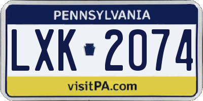 PA license plate LXK2074