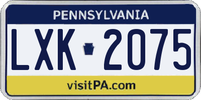 PA license plate LXK2075
