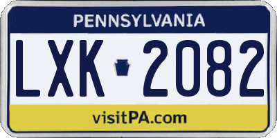 PA license plate LXK2082