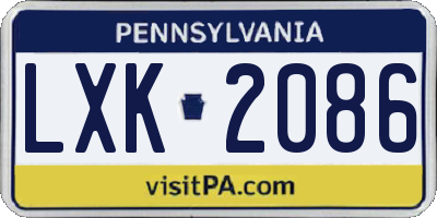 PA license plate LXK2086