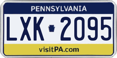 PA license plate LXK2095