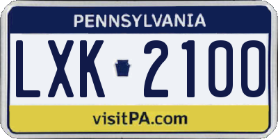 PA license plate LXK2100