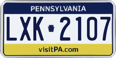 PA license plate LXK2107